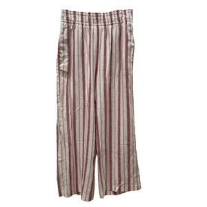 C&C California Red Striped Linen Blend Pants Nautical Coastal Grandma Boho Beach